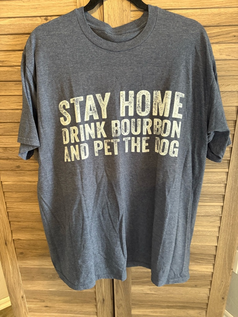 Stay Home Drink Bourbon And Pet The Dog Graphic Tee - Heather Navy